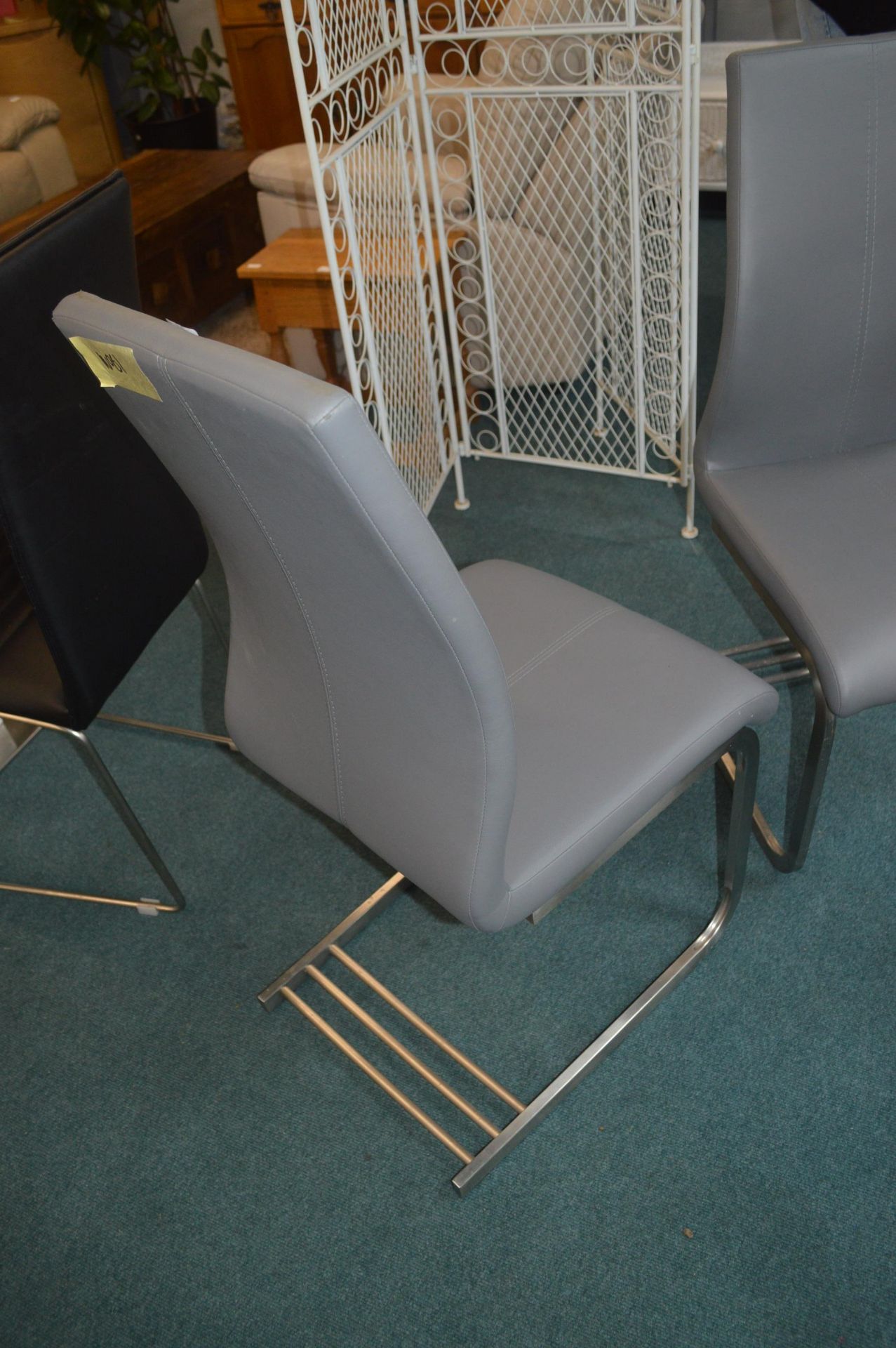 Pair of Stainless Steel Side Chair with Synthetic - Image 2 of 2