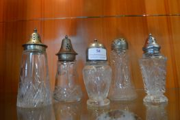 Five Vintage Glass Sugar Casters