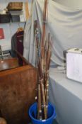 Seven Vintage Fishing Rods