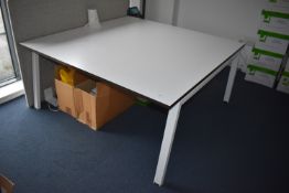 *White Office Table on Metal Legs 63x63” x 28.5” tall