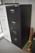 *Black Metal Four Drawer Foolscap Filing Cabinet