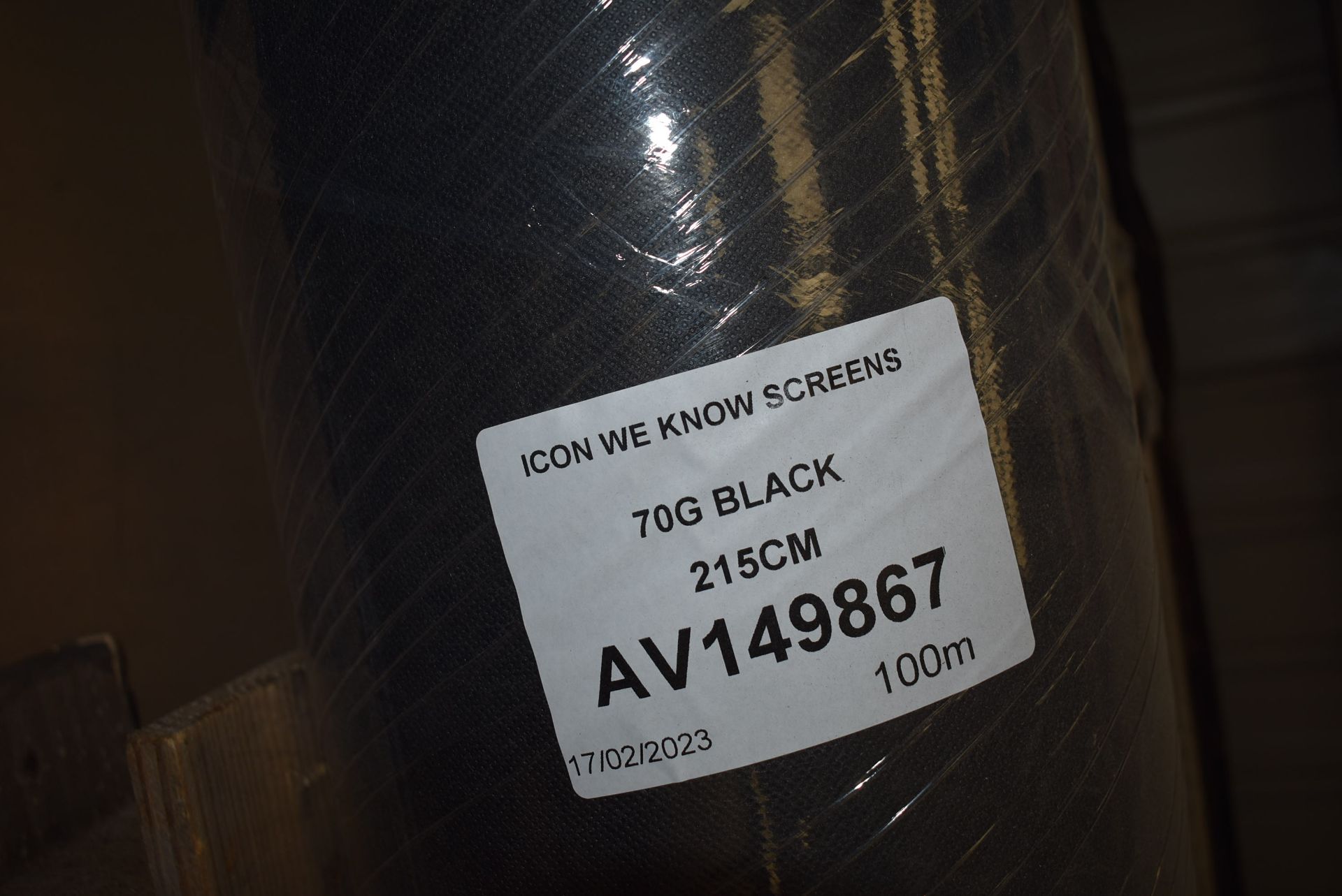 *Pallet of Four 100m x215cm Rolls of 70G Black Material - Image 2 of 2