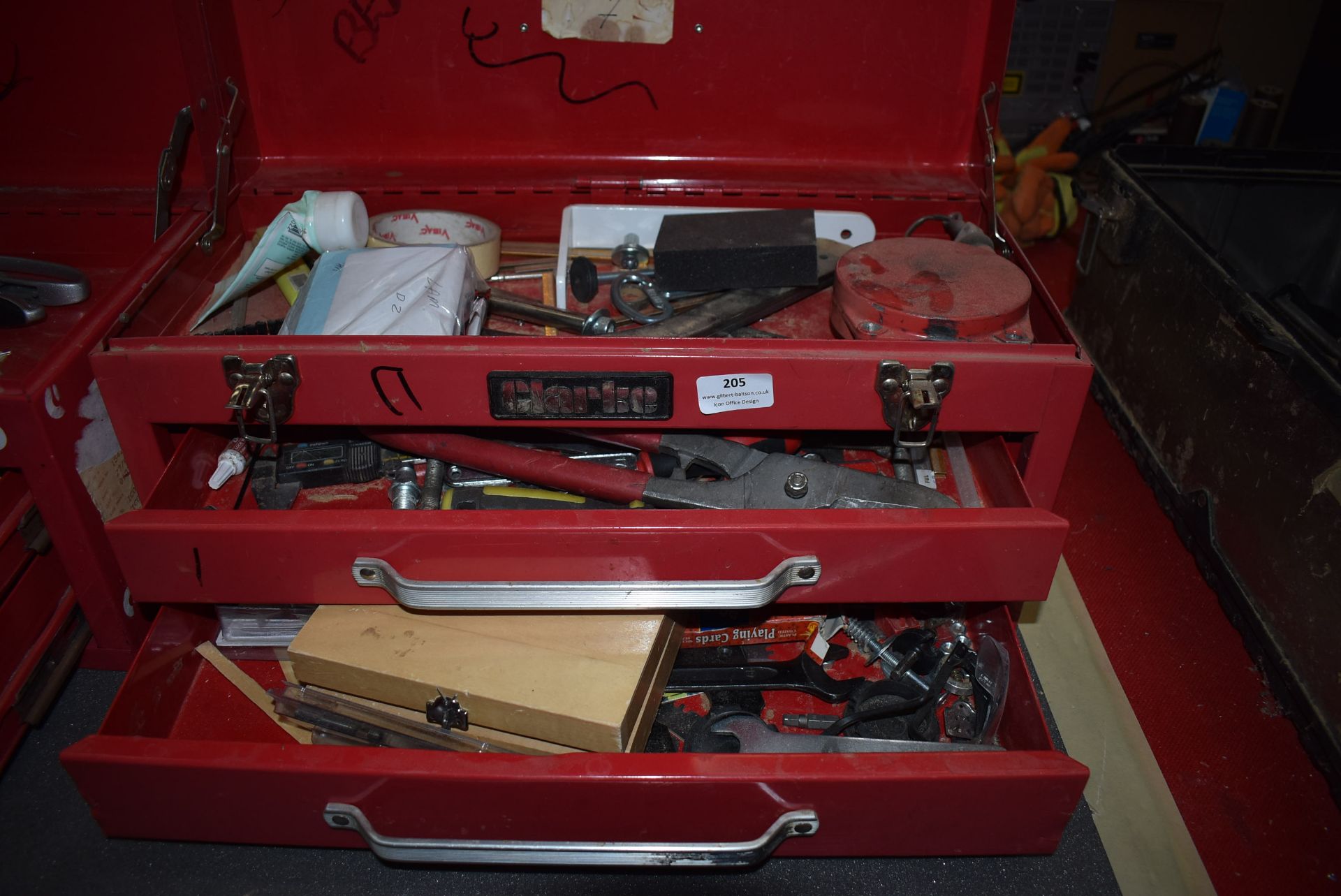 *Clarke Toolbox Containing Various Hand Tools