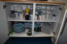 *Contents of Cupboard to Include Assorted Crockery and Glassware