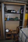 *6’6” Stationery Cabinet and Contents Including Various Sander Attachments, etc.
