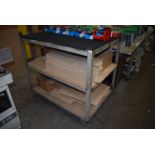 *Three Tier Mobile Shelving Unit with Carpeted Top (contents not included)