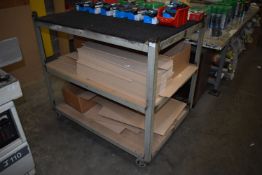 *Three Tier Mobile Shelving Unit with Carpeted Top (contents not included)