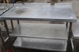Stainless Steel Preparation Table with Two Undershelves 60x120cm x 88cm tall