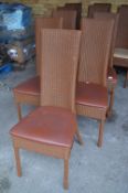 Five Rattan Chairs with Leatherette Seats