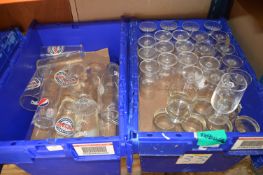 *Quantity of Assorted Branded Glasses Including Shipyard, Poretti, Pepsi, etc. (crates not