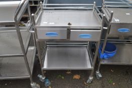 *Stainless Steel Two Drawer Trolley with Undershelf