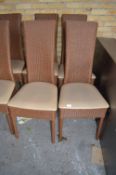 Four Rattan Chairs with Leatherette Seats