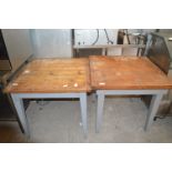 Two Square Wood Tables 85x85cm x 88cm tall