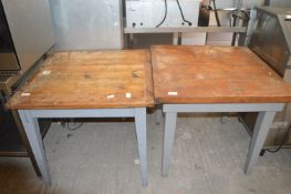 Two Square Wood Tables 85x85cm x 88cm tall