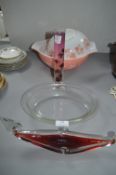 Vintage Pyrex Mixing Bowl and Murano Gondola & Candle Glassware