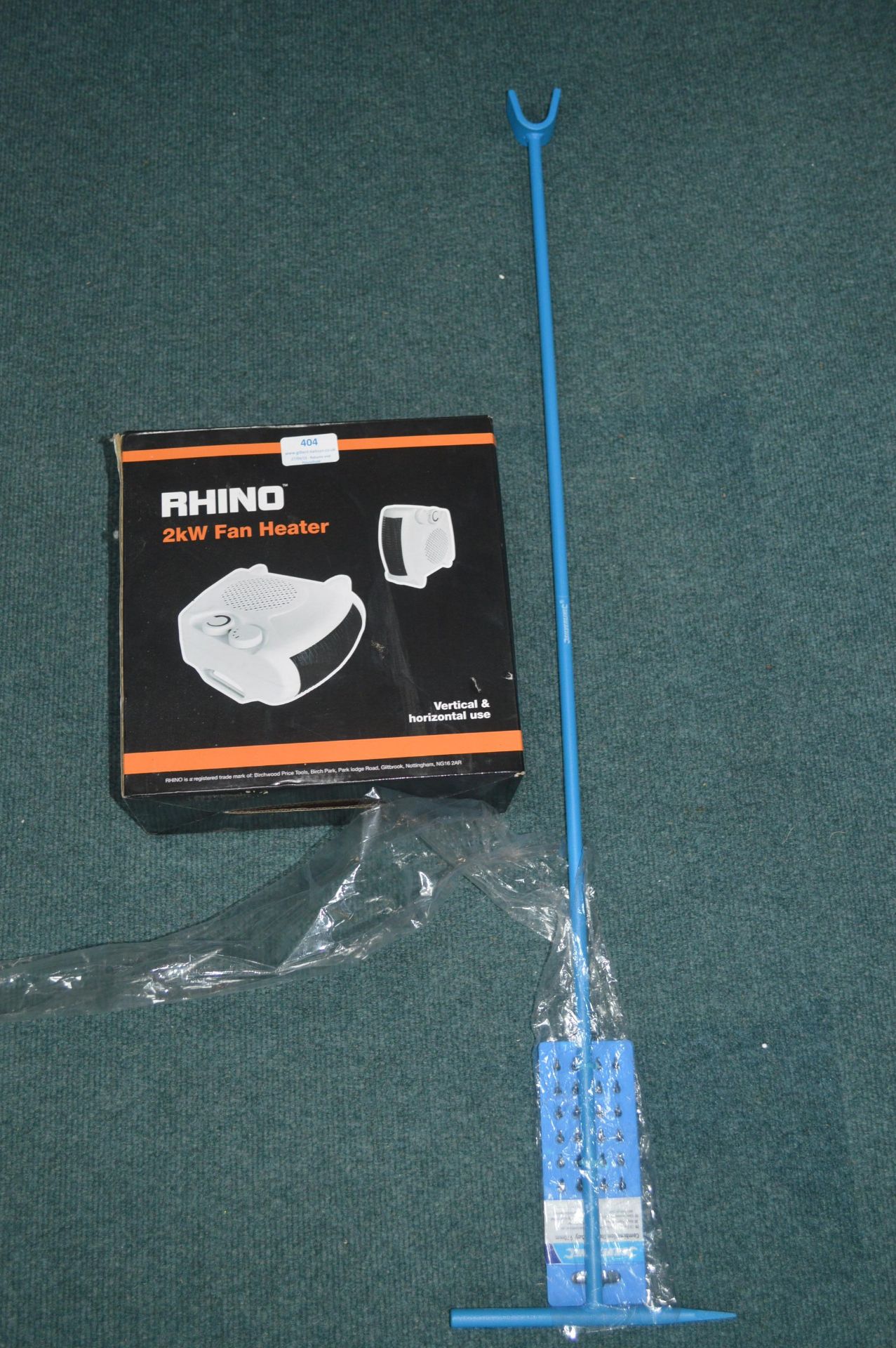 Rhino Fan Heater, and a Silverline Stop Key