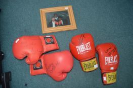 Two Pairs of Autographed Boxing Gloves Signed by Joe Frazier Hull Boxer Tony Booth