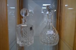 Two Cut Glass Lead Crystal Decanters Including One