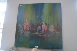 Abstract Acrylic on Canvas Signed Wilkinson