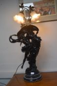 Decorative Black Painted Twin Table Lamp