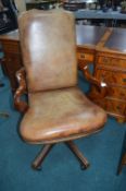 Leather Upholstered Captains Chair