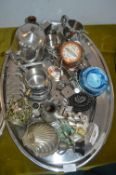 Tray Lot of Collectibles and Metalware