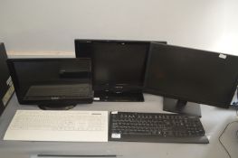 Two Monitors, 18" TV, and Two Keyboards