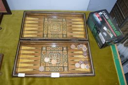 Inlaid Backgammon Set and a Automatic Card Shuffle