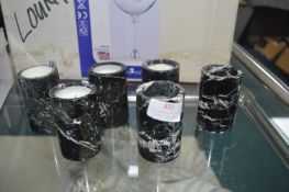 Six Marble Effect Tealight Holders and Three Soaps