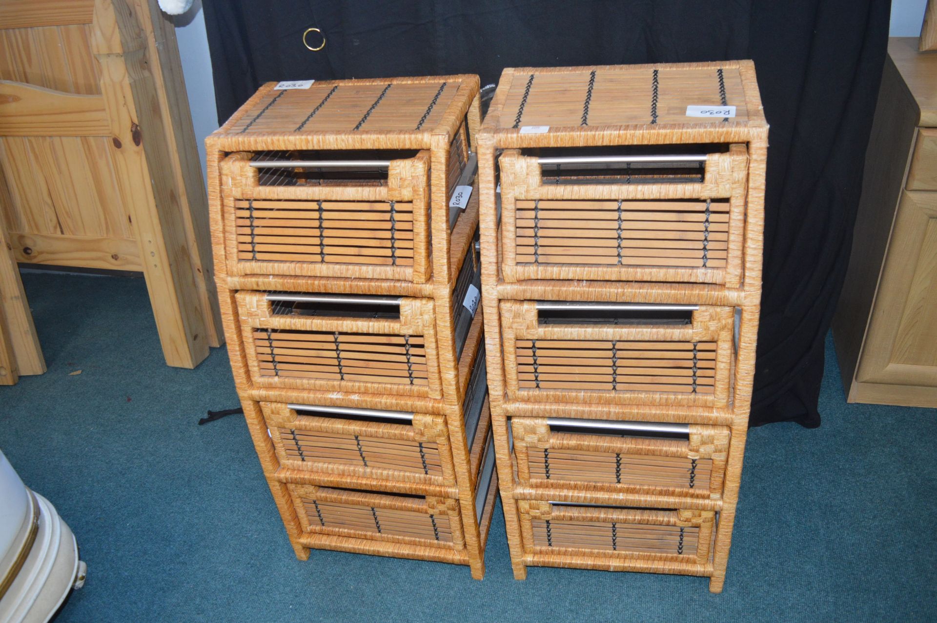 Pair of Basket Weave Drawer Units