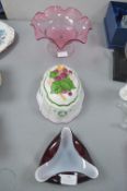 Glass Dishes, and a Pottery Jelly Mould