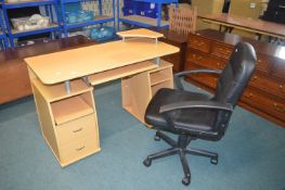 Computer Desk and Black Office Chair
