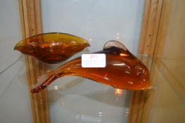 Decorative Glass Bowl, and a Wedgwood Glass Dolphi