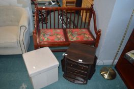 Two Seat Bench, Newspaper Rack, Storage Chest, and