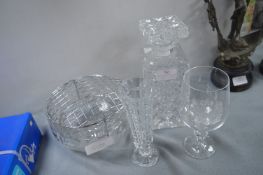 Cut Glass Lead Crystal Decanter plus Rose Bowl, et