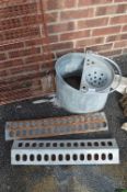 Galvanised Mop Bucket and Two Galvanised Poultry F