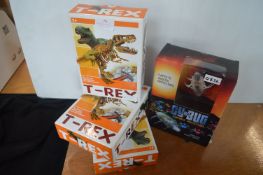 Three T-Rex Skeleton Kits and a RC Cyborg