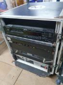 * flight case' style cabinet with audio equipment on trolly