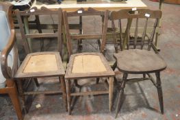 Three Wooden Spindleback Chair (two require restoration)