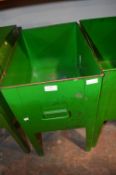 Green Metal Storage Bin with Handle 23” tall, 18” long, 12” wide