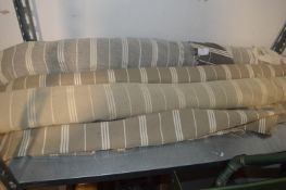 Three Rolls of Buff and Grey Stripped Material