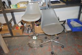 Grey & Chrome Gas-Lift Barstool and a Swivel Office Chair