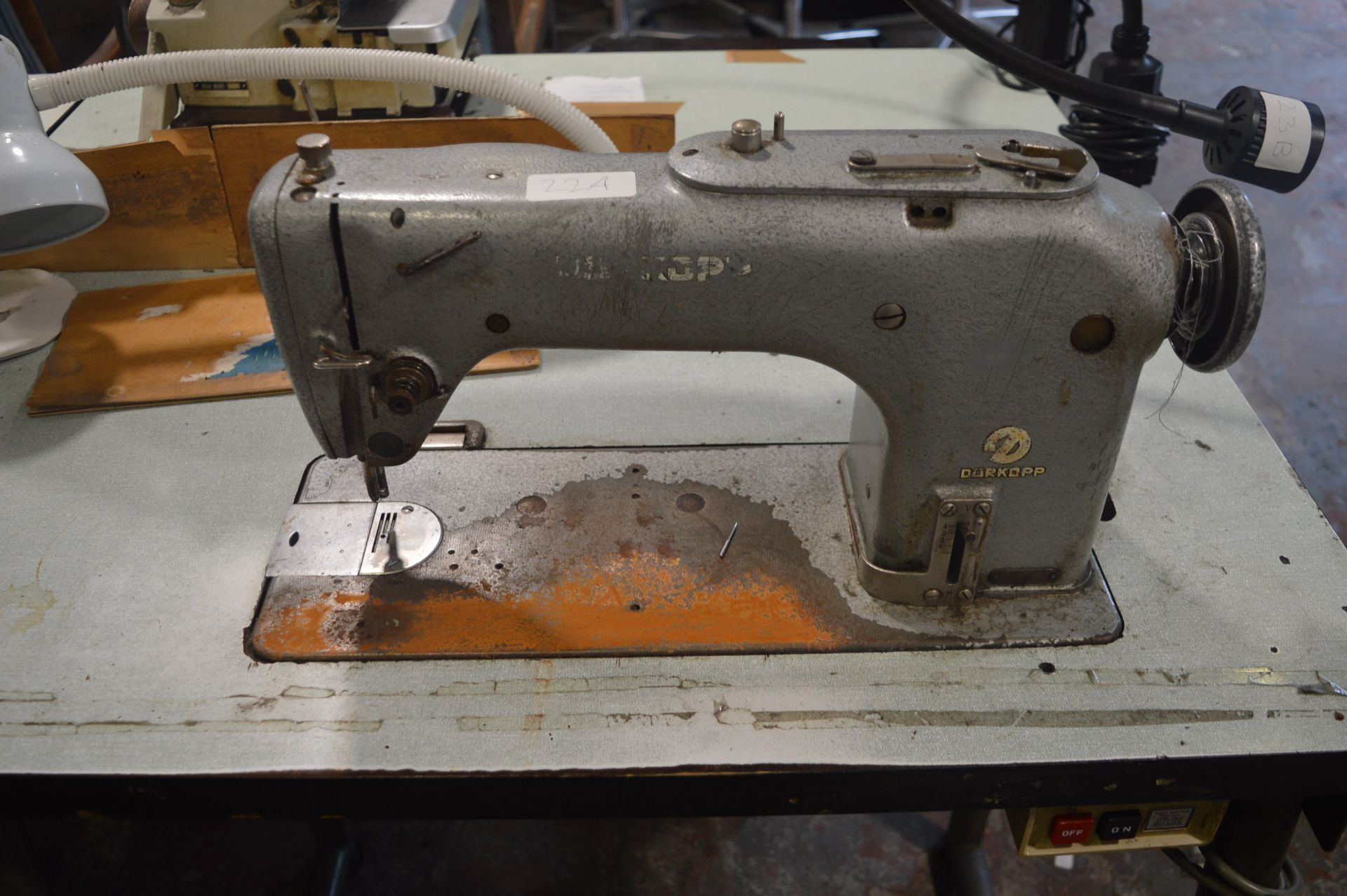 Durkopp Flatbed Industrial Sewing Machine on Table with Electric Motor - Image 2 of 2