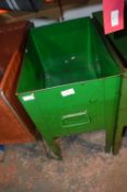 Green Metal Storage Bin with Handle 23” tall, 18” long, 12” wide