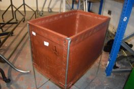 Heavy Duty Plastic Storage Container on Steel Legs 23” tall, 23” long, 12” wide