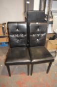 Four Highback Chairs in Black Leatherette with Diamante Studs