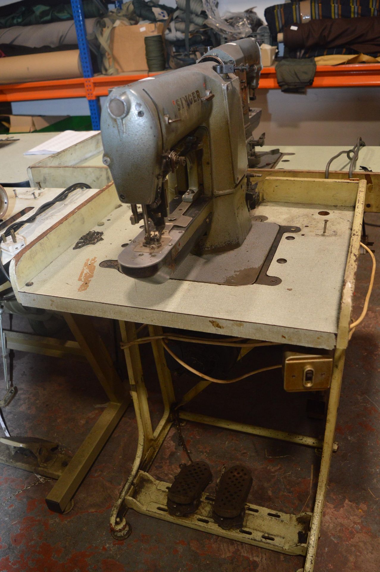 Singer Tacking Sewing Machine on Table with Electric Motor - Image 3 of 3