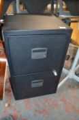Black Two Drawer Filing Cabinet with Key