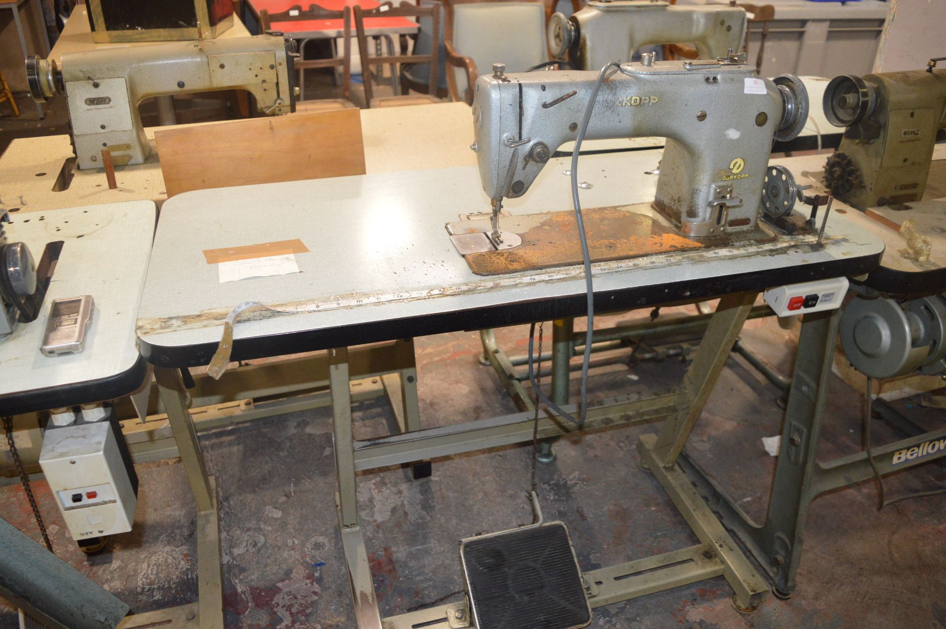 Durkopp Flatbed Industrial Sewing Machine on Table with Electric Motor - Image 2 of 2