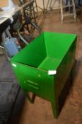 Green Metal Storage Bin with Handle 23” tall, 18” long, 12” wide